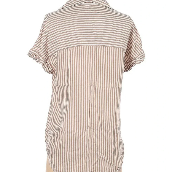 BeachLunchLounge Stripes Collar Short Sleeve Top Size Small - Picture 2 of 10